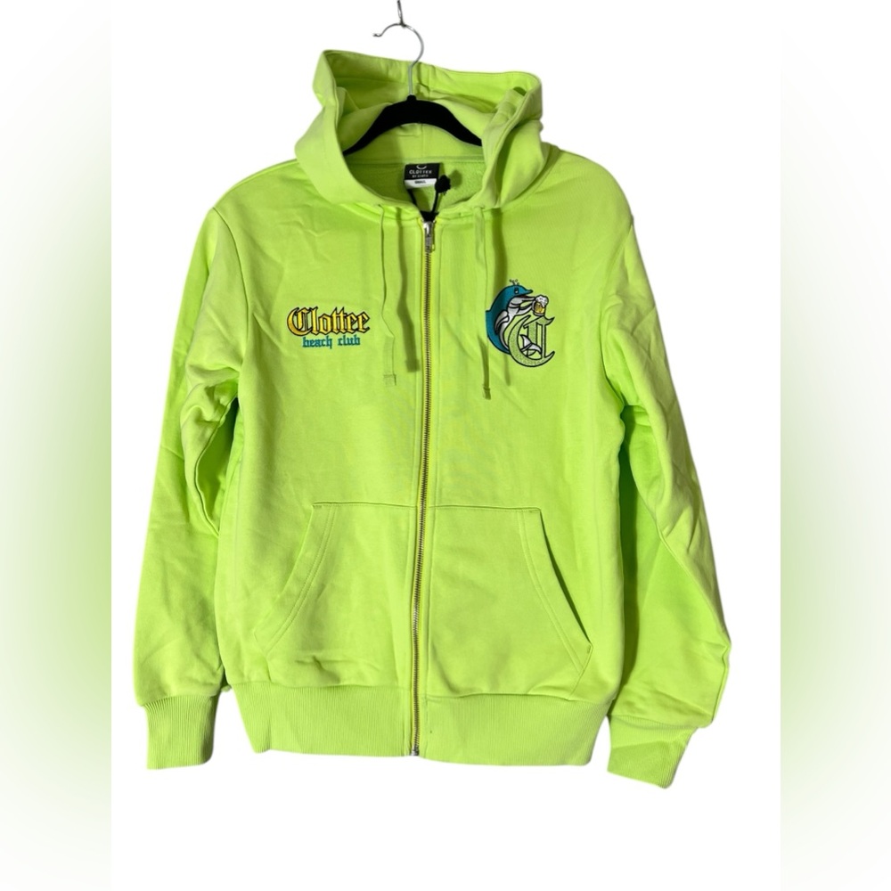Clottee by Clot Dolphin men’s zip up hoodie‎ sweatshirt beach club green small